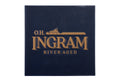 O.H. Ingram River Aged logo on a textured blue background