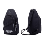 Black sling bag with 'The Ingram Distillery' logo on a white background