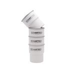 Stack of white containers with 'Uncharted' branding on a white background